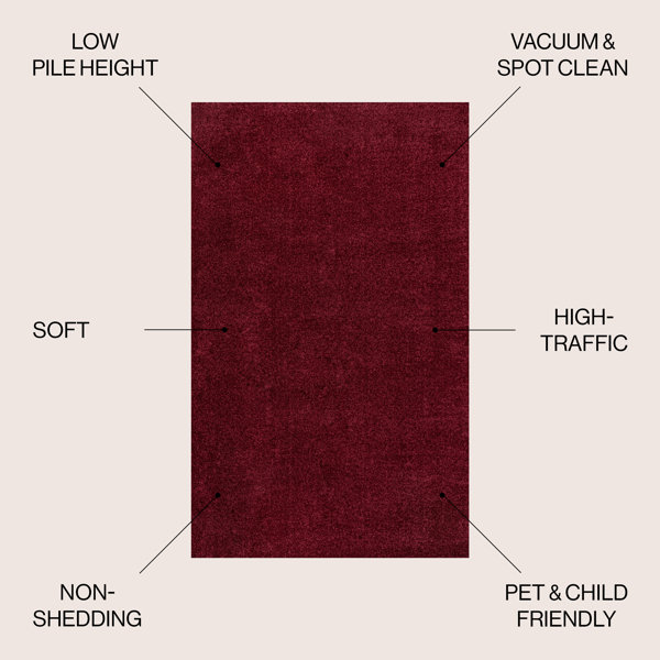 Wade Logan® Arbelle Solid Low-Pile Dark Red Rug & Reviews | Wayfair