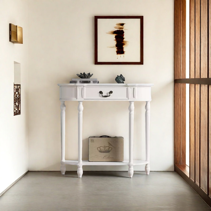 Retro Minimalist Elegant Console Table, 35.43" H x 31.5" W x 10.24" D, White