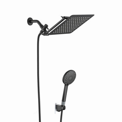 Pomme de douche, pomme de douche à pluie haute pression 10 po / douche à main avec bras d'extension de 11 po, pomme de douche anti-fuite réglable à 6 réglages avec support / tuyau, hauteur / angle réglable