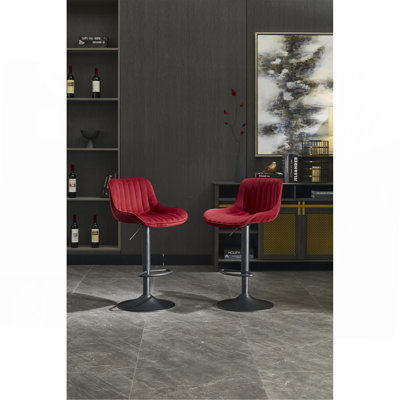 Tabouret de bar chromé à hauteur réglable avec repose-pieds et base pivotants en chrome, ensemble de 2