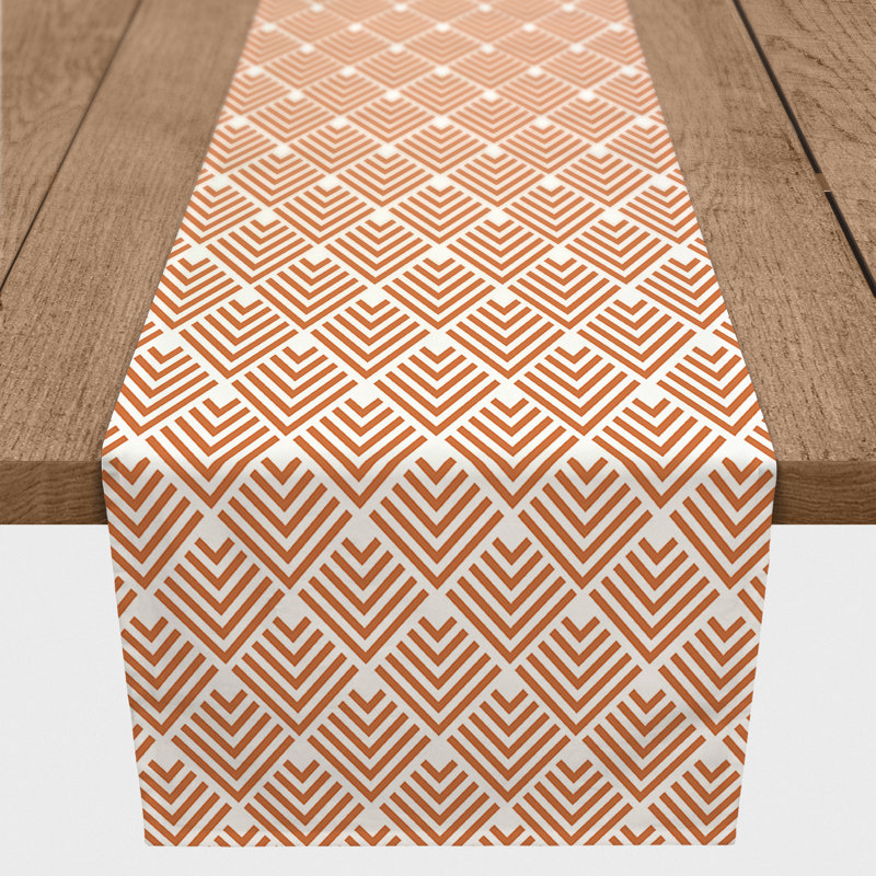 Geometric Arrows Outdoor Table Runner Geometric, 72" x 16", Orange