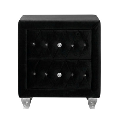 Naujan Lake Black/Silver 2 Drawers 23In. W Nightstand