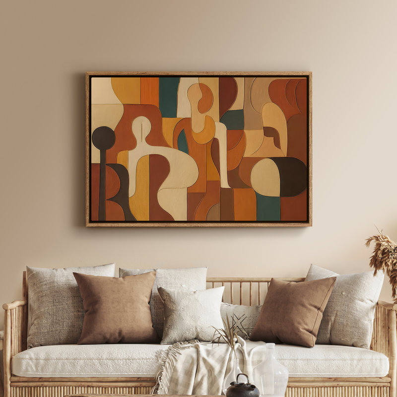 Framed Canvas Wall Art - Vintage Abstract Wall Prints for Bedroom - 16"x24", Natural