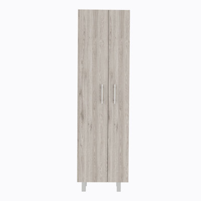Nala Cleaning Cabinet, Double Door Cabinet, Four Legs, Five Shelves -Light Gray / White
