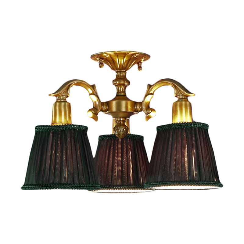 Crank Fabric Semi Flush Mount, Polished Brass