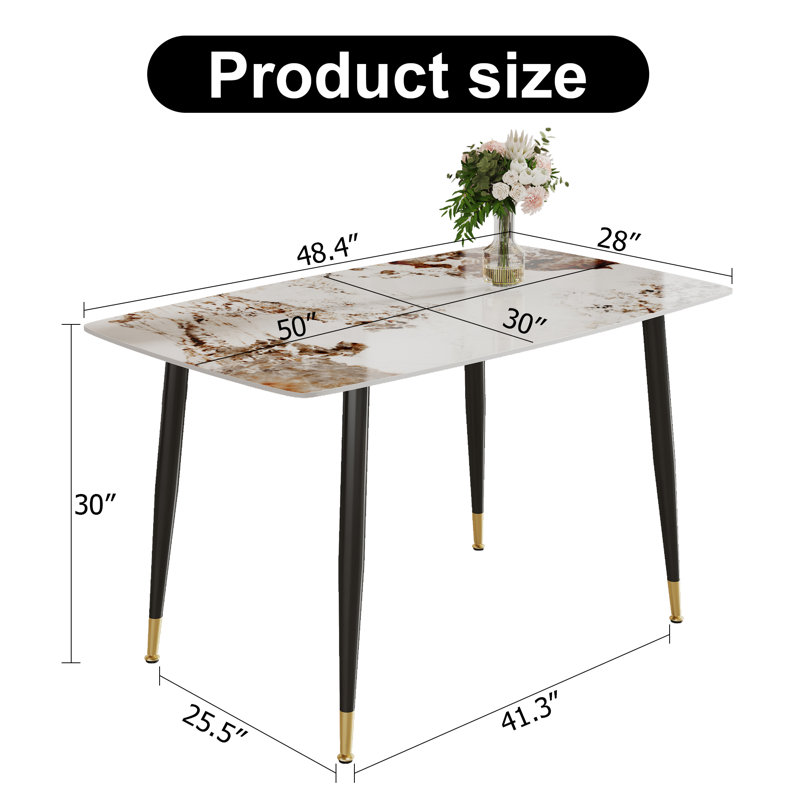 Table de salle à manger Shand, Noir antique, H 30 po x L 50 po x l 30 po