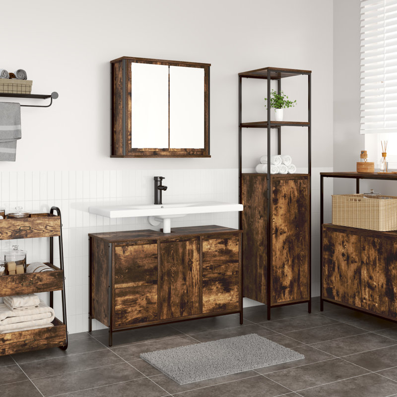 Bathroom Furniture Suite, Medium Wood
