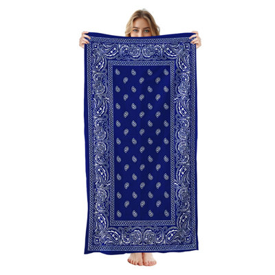  Microfiber Beach Towel Lightweight Travel Towel, Absorbent No Fade,30"x60",Blue bandana paisley