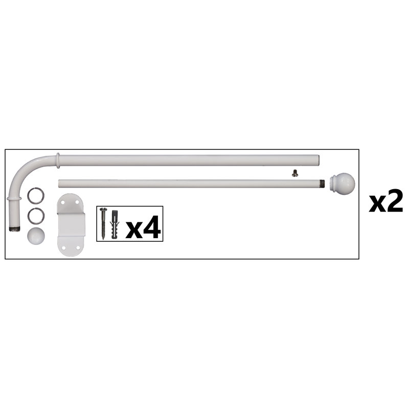Tringle à rideaux simple Pennie, H 0,5 po x l 38 po x p 0,5 po, Blanc lustré