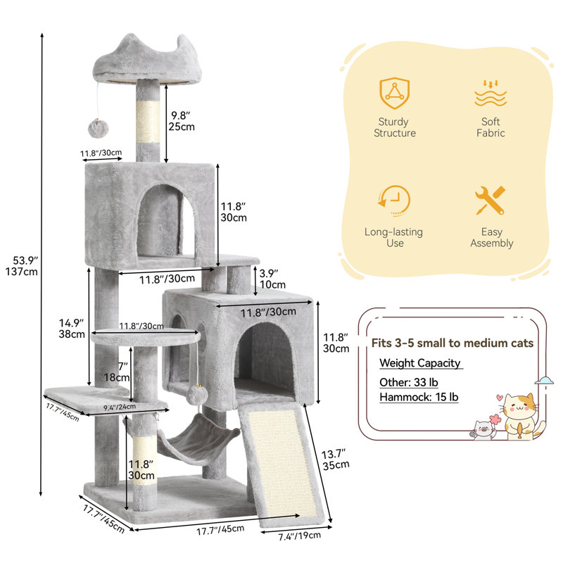 Cat Tree With Scratching Post, Grey