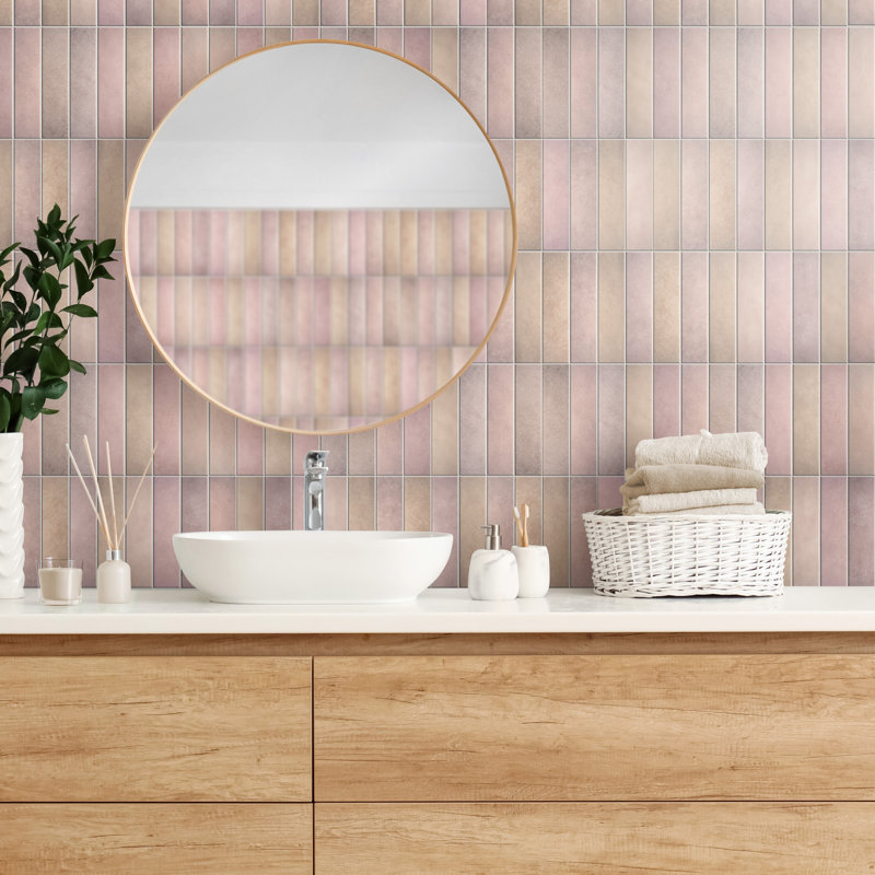 Heritage 2" x 10" Porcelain Stone Look Wall & Floor Tile, Pink