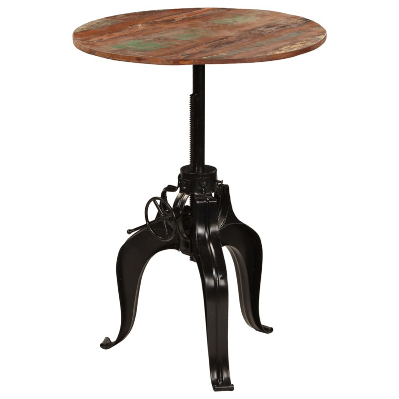 Goodwater Round Solid Wood Top Metal Base Dining Table, H110 x L60 x W60cm, Brown/Turquoise