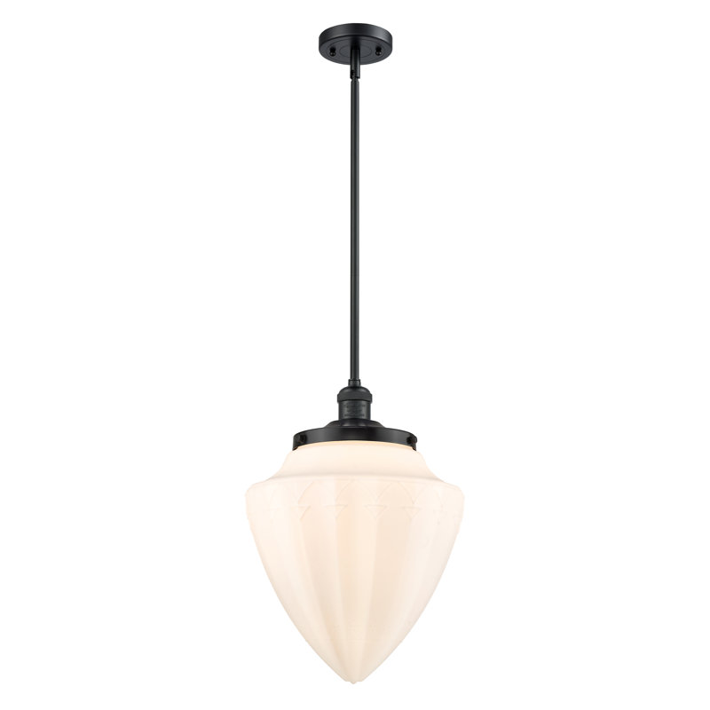 Luminaire suspendu géométrique unique 1 lumière, Noir mat, Blanc mat