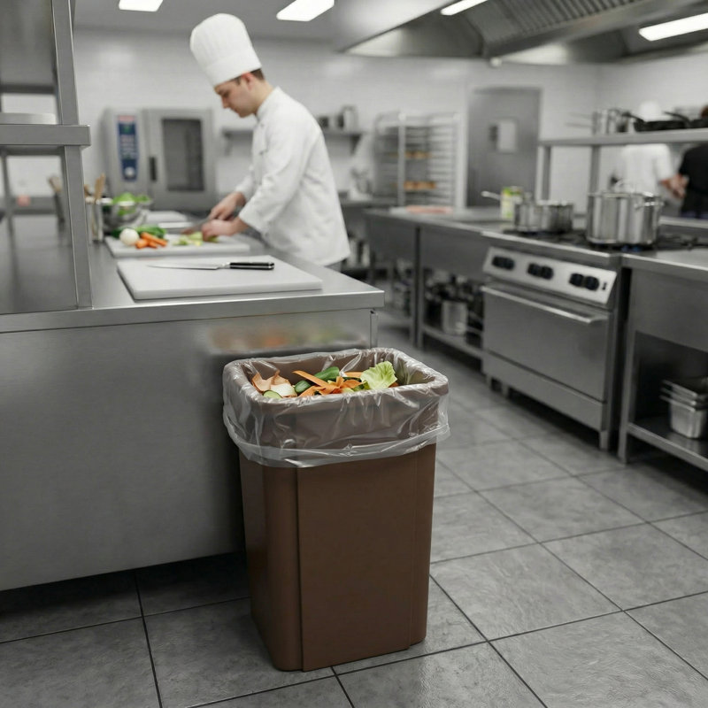 Poubelle carrée en plastique 19 pouces avec conduit d'aération, Brown