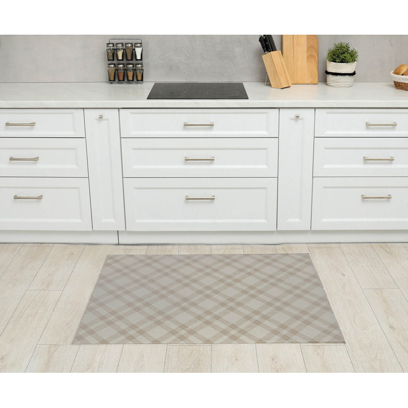 Tapis de cuisine Lily Tartan, Tanné, Rectangle 4pi x 6 pi