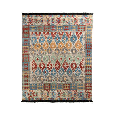 Rug & Kilim’S Classic Turkish Custom Rug In Blue-Gray Geometric Pattern