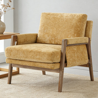 Chaise d'appoint Brayven - Structure en bois massif de 30 po de style scandinave