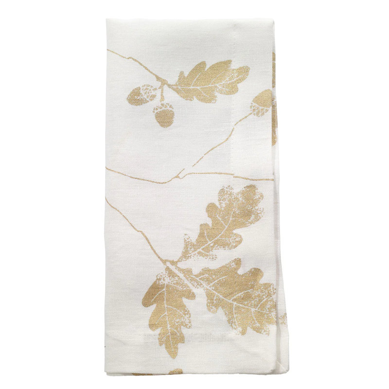 Acorn Metallic Print Linen Napkin, Gold