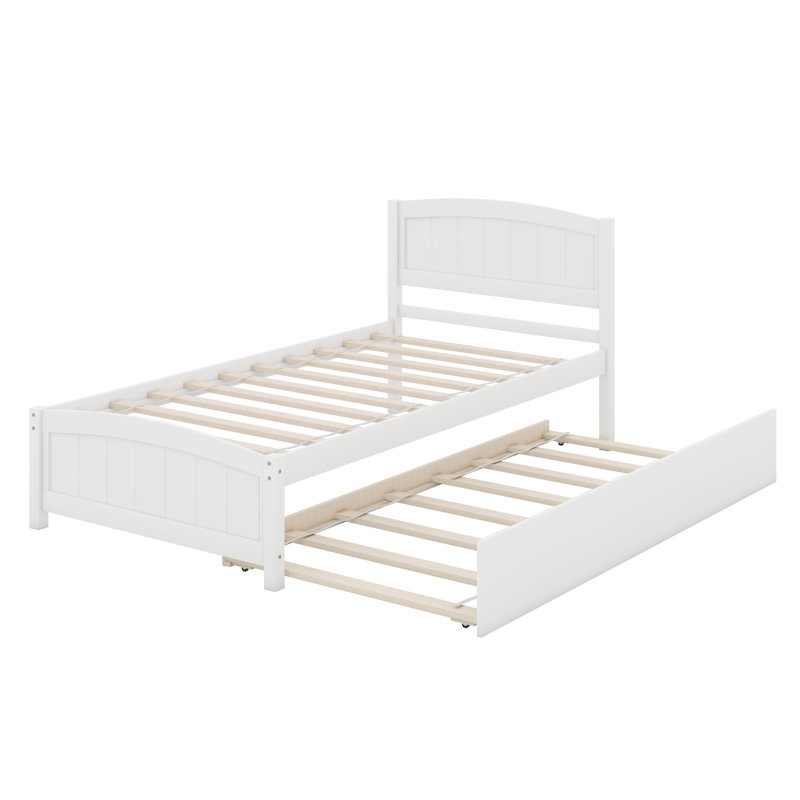 Lit plate-forme avec lit gigogne, Blanc