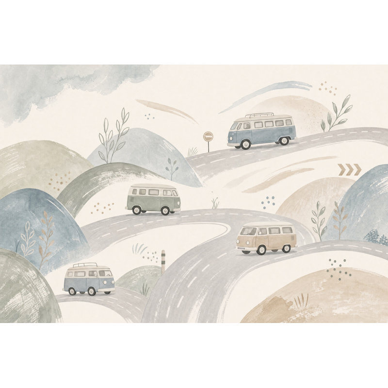 Murale de style scandinave aquarelle, 140 po x 108 po, Peler et coller