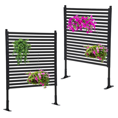 Panneau d'intimité extérieur autoportant décoratif l 48 po x H 59 po, barrière galvanisée en acier galvanisé et PE, résistant aux intempéries, facile à assembler pour le patio