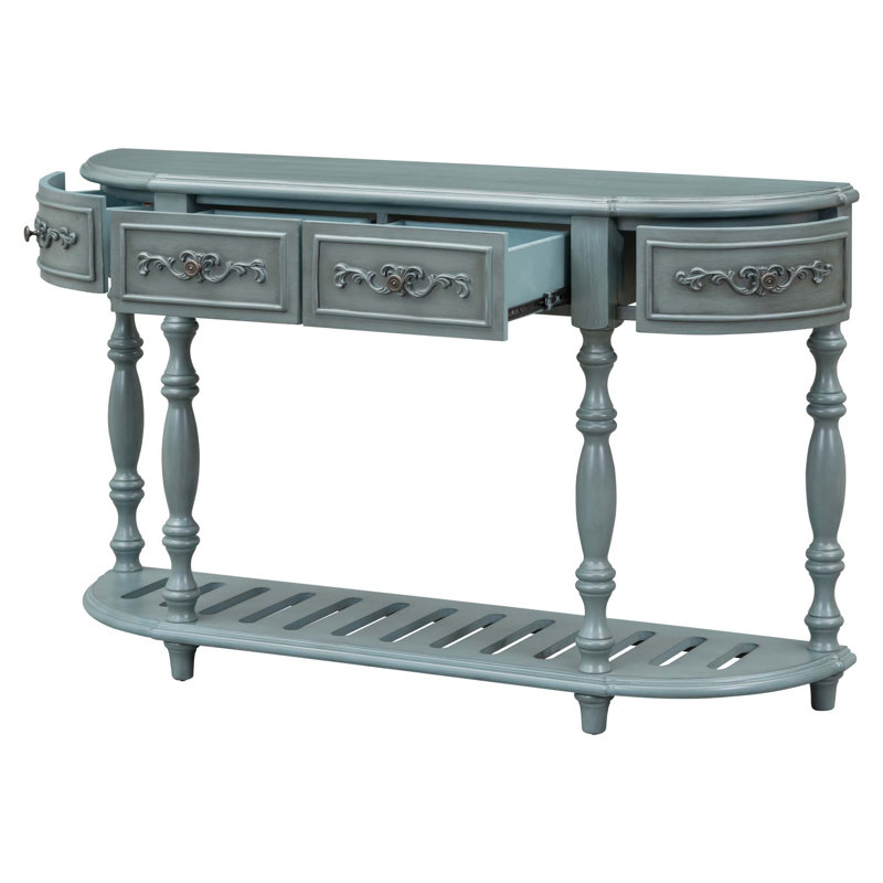 Table de salle à manger avec 52 po et 52 po, Bleu antique, Bleu antique