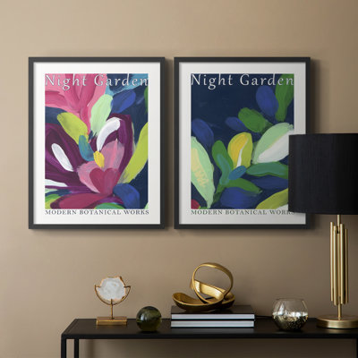Affiche de jardin nocturne, impression encadrée I-Premium - prête à être accrochée - aucun clou requis - aucun clou requis