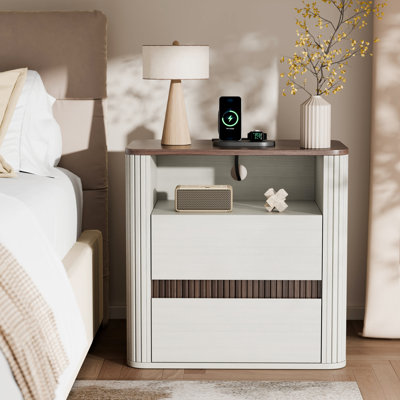 2 Drawer Nightstand With Charging Station