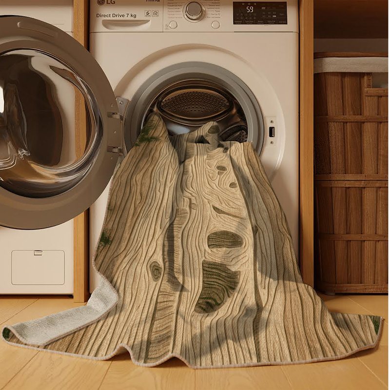 Tapis beige lavable à la machine, Carré 4 pi
