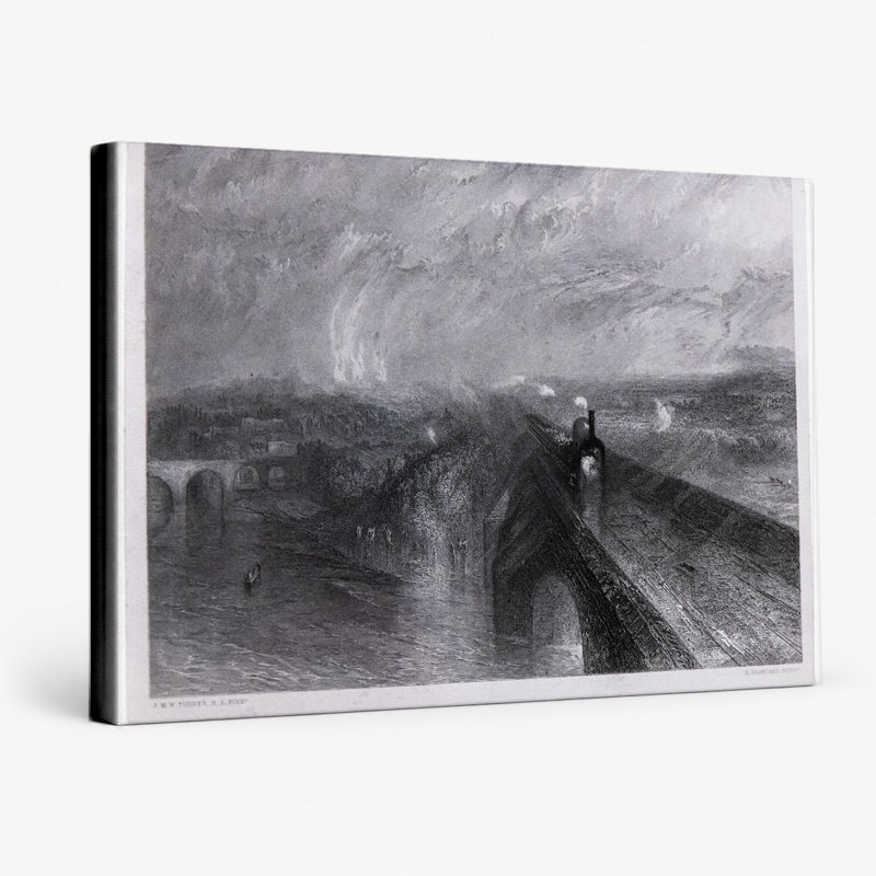 Pluie, vapeur et vitesse - Le grand chemin de fer de l'Ouest (1844) - Art mural sur toile paysage, 12" H x 18" W