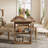 79-Inch Farmhouse Dining Table, Large Kitchen Table with Storage Shelves, Rectangular Shape for Dining Room & Kitchen
