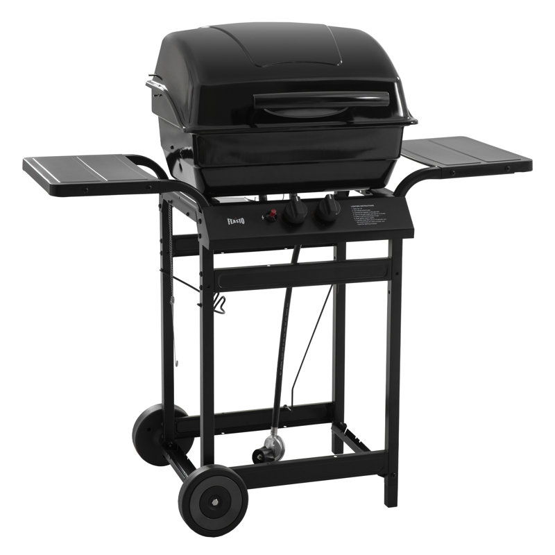 Feasto 2-burner Propane Gas Grill With 26,500 Btu Cooking Power, Porcelain-enamel Main Body And Lid, Propane Bbq Grill With Side Tables For Food Prep, Perfect For Patio, Backyard, Poolside Gatherings