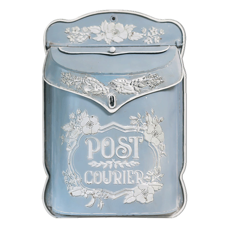 Savitr Metal Wall Mounted Letter Box, 39.4cm H x 26.9cm W x 8.4cm D, Blue