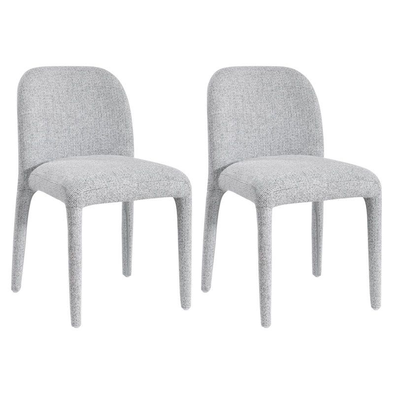 Modern Upholstered Curved Back Neutral Fabric Dining Chair, Gray