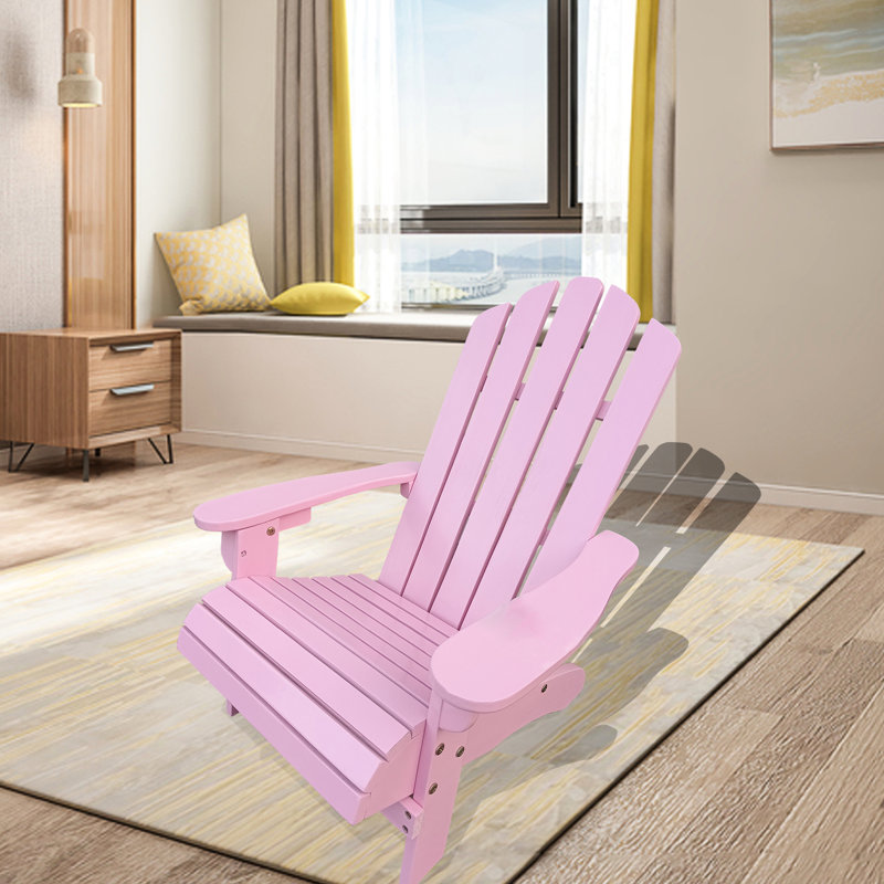 Pink 'S Chair In Wood - Outdoor And Indoor Use, Comfortable Seat, Solid Construction, Versatile, Easy Assembly For Versatile Patio, Porch, Deck, Garden, Poolside, Required