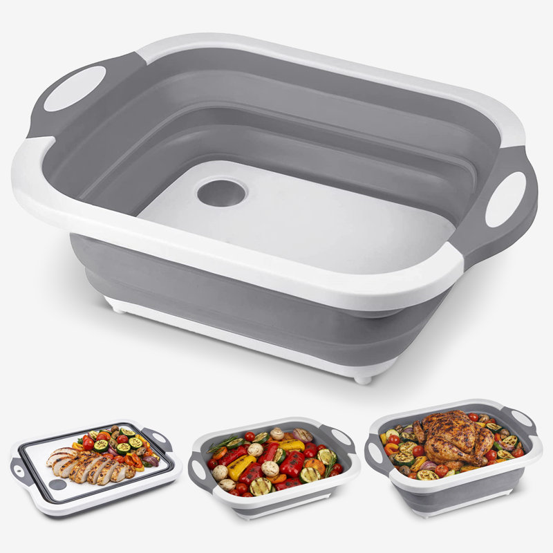 Baignoire de préparation et planche à découper 3 en 1 avec bouchon de drain Cheer Collection