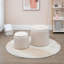 Round Corduroy Upholstered Storage Footstool Set of 2, Nesting Design Ottoman Stools with Hidden Storage Compartment for Bedroom and Living Room in Cream White