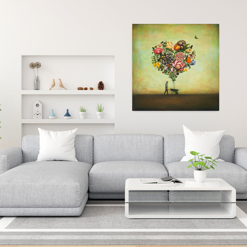 Art botanique urbain contemporain Big Heart, H 36 po x l 36 po