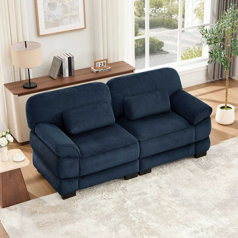 Causeuse en nuage Cloud Couch, Velours côtelé bleu