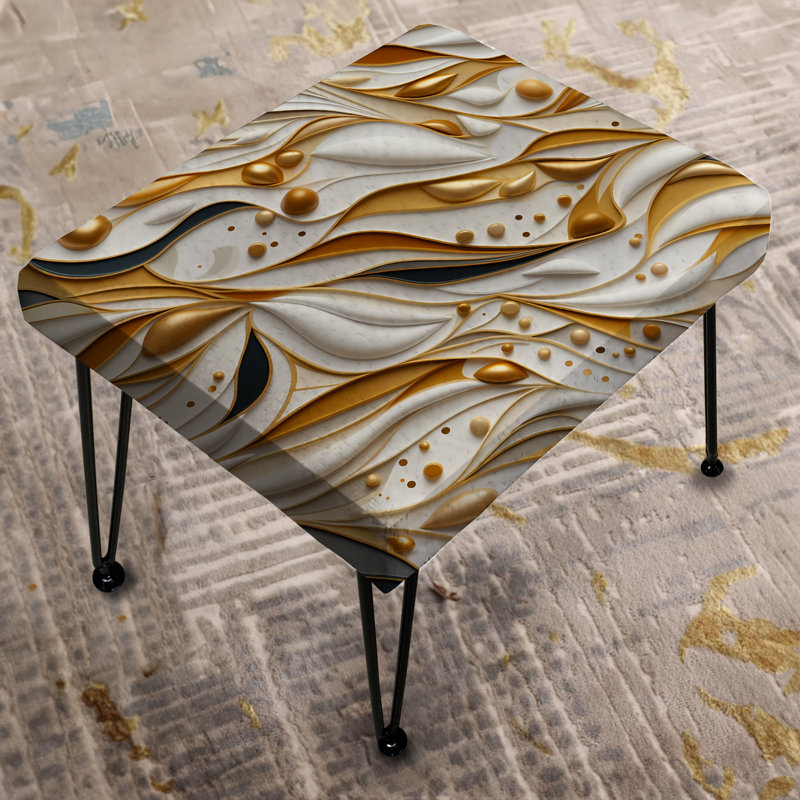 Marble White And Gold Geometric Glam - Marble Rectangle Ottoman