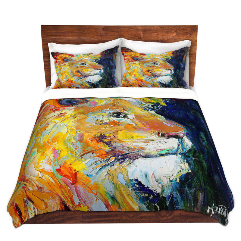 Ensemble de housse de couette lion fiers, 1 housse de couette grand + 2 taies standards