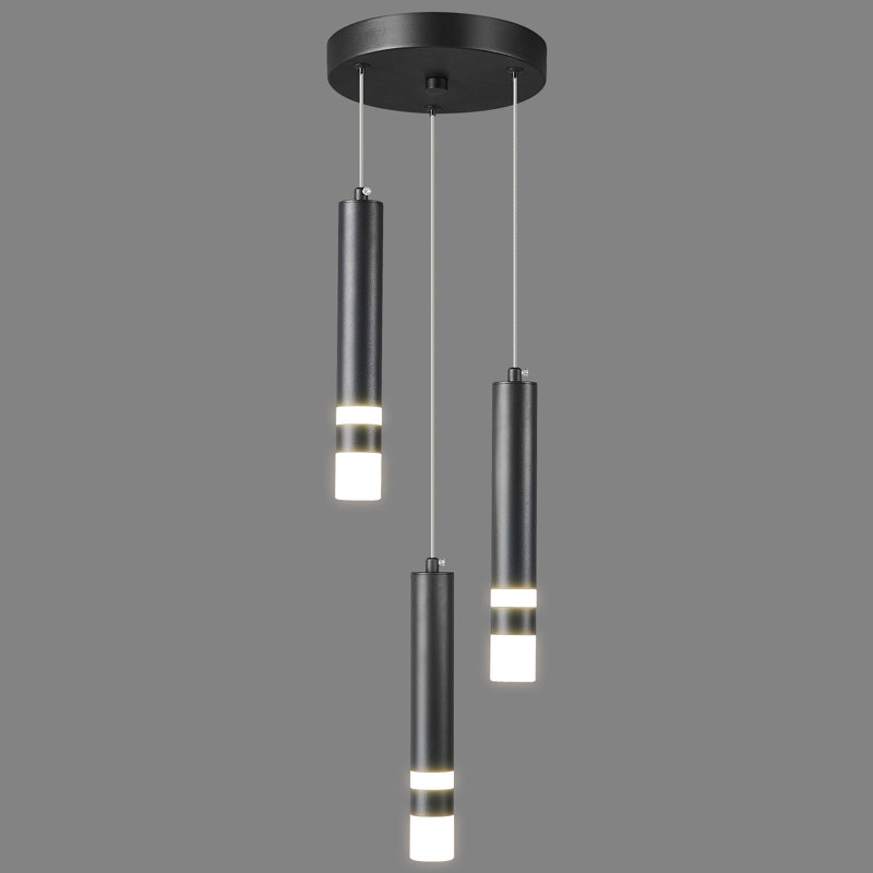 Mini-luminaire suspendu DEL à 3 lumières Enemencio, Noir, 3