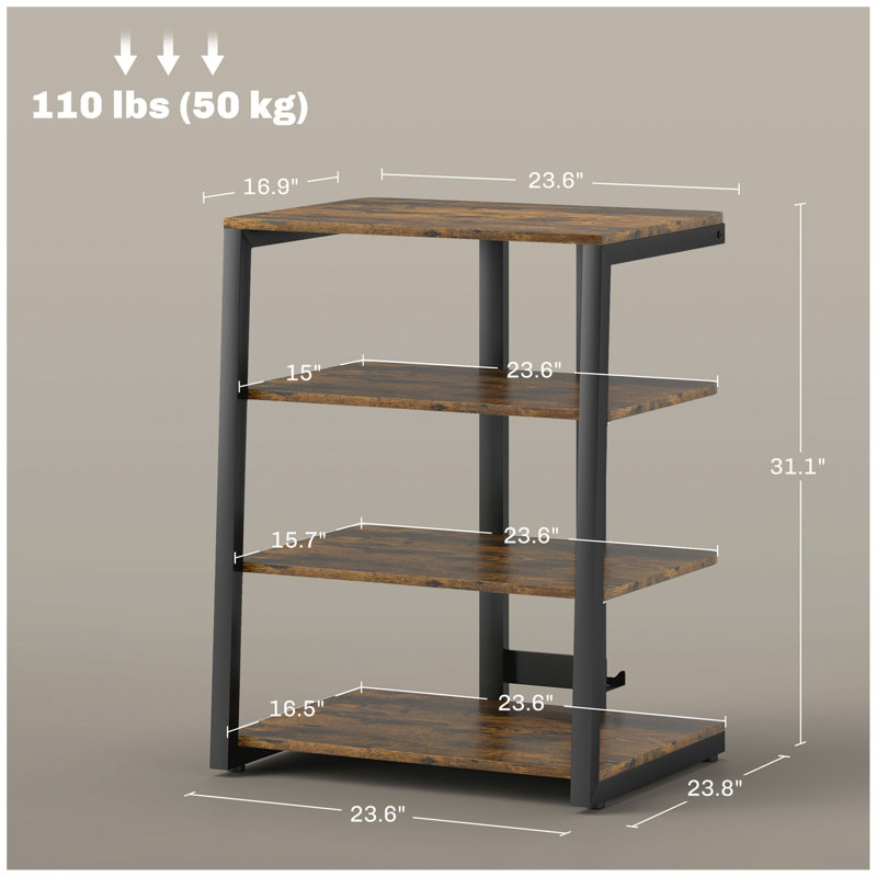 TV Stand for 28 Inch TVs, Entertainment Centre with Adjustable Shelves and Extension Lead Holder, Small TV Table with Storage for Living Room, Rustic Brown