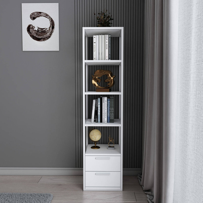 Lininger 169cm H x 39cm W Bookcase, White