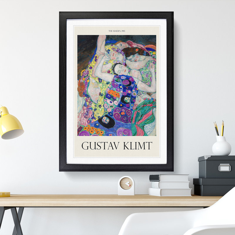 The Maiden by Gustav Klimt - Picture Frame Painting, Black Framed, 36cm H x 27cm W x 2cm D