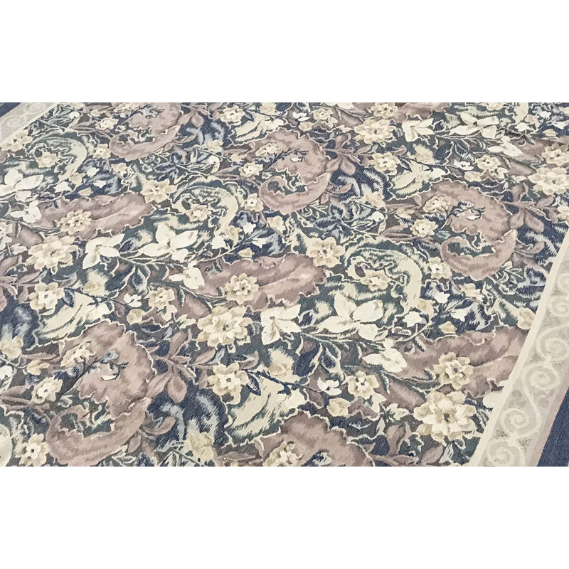 Hand-Knotted High-Quality Beige and Blue Area Rug