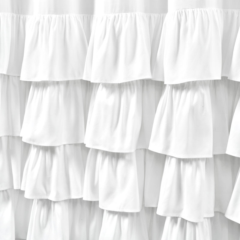 Elegant White Ruffled Polyester Shower Curtain 72" x 72"