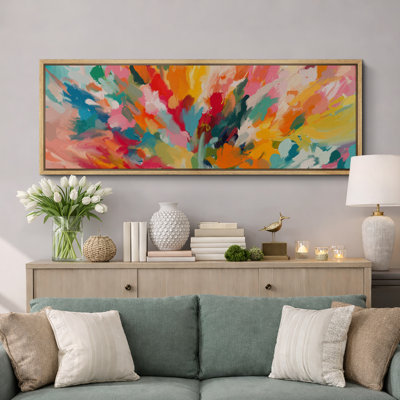 Colorful Burst Bright Abstract Living Room Decor Extra Large Pictures Framed Canvas Print Wall Art