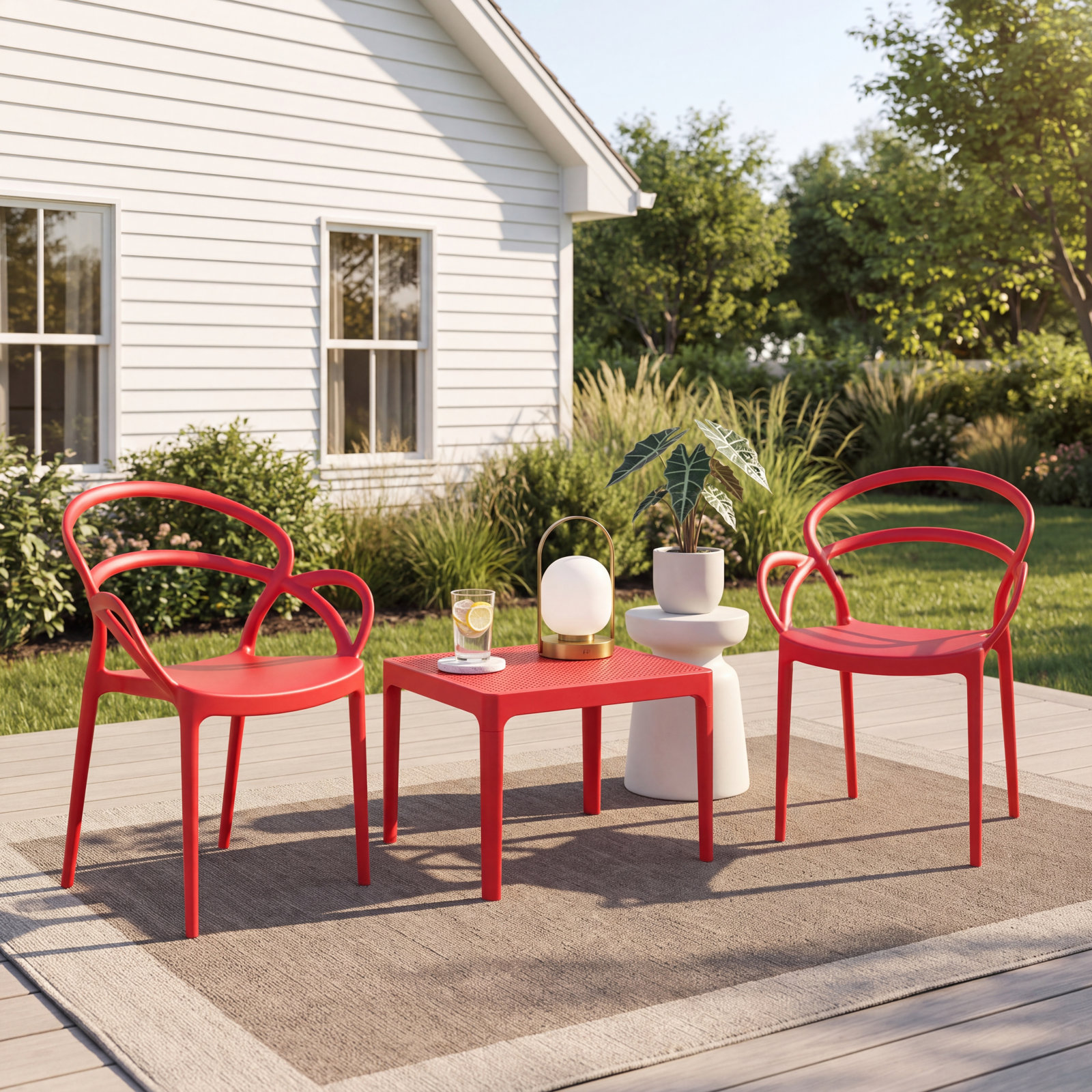 Farrah 2-Person Patio Seating Group, Red