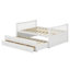 Lit de jour double avec lit gigogne simple et 3 tiroirs de rangement, lit capitaine en bois, lit plateforme en bois-1827738530